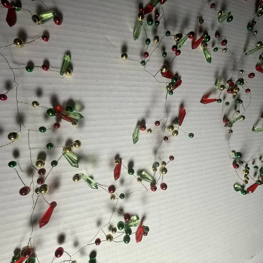 Festive Red and Green Beaded Holiday Garland